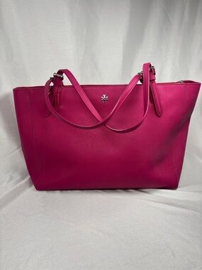 Tory Burch Fuchsia Saffiano Leather Tote